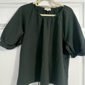 LOFT Women's dark green  Textured Top